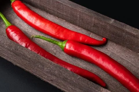 Red chili pepper on table Stock Photos