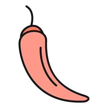Red chili pepper vector line art illustration Stock Illustration
