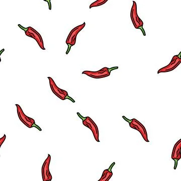 Red chili pepper vector seamless pattern Stock Illustration