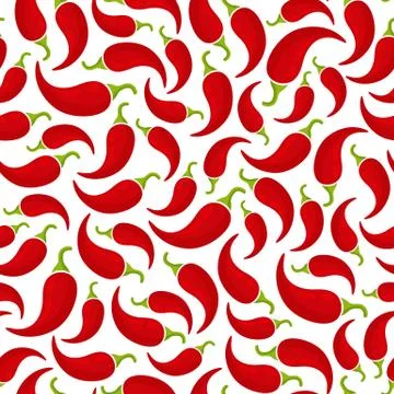 Red chili pepper vegetable seamless pattern a Illustrazione stock