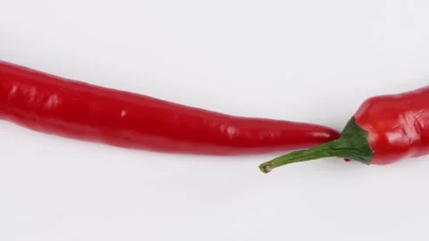 Red chili peppers. Loop motion. Top view. Stock Footage 163739753