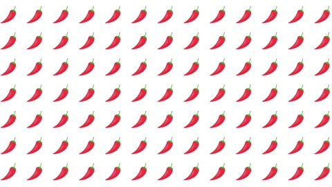 Red chili peppers pattern on white background Stock Footage 307623038