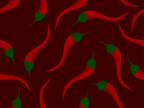 Red chili peppers seamless pattern. Spicy spice for dishes, hot chili pepper. Stockillustratie