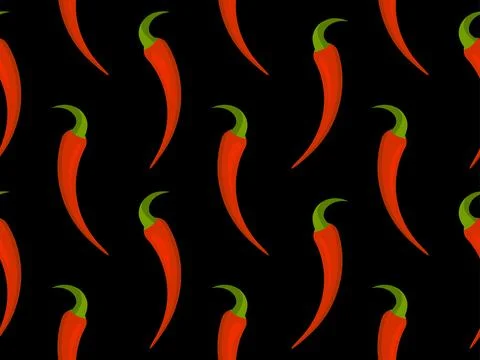 Red chili peppers seamless pattern. Hot chili pepper. Spicy spice for dishe.. 库存插图