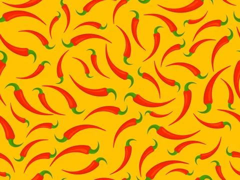Red chili peppers seamless pattern. Hot chili pepper. Spicy spice for dishe.. Stock Illustration