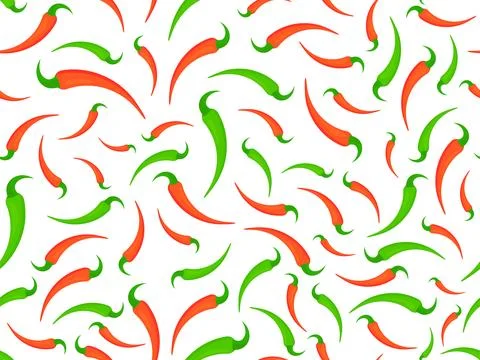 Red chili peppers seamless pattern. Hot chili pepper. Spicy spice for dishe.. Stock Illustration