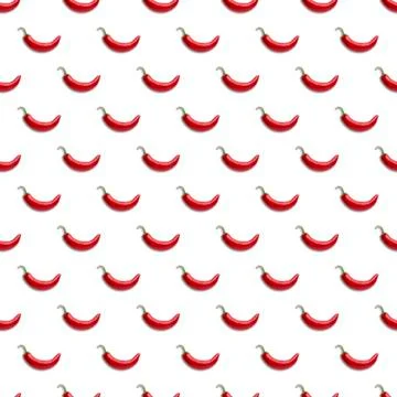 Red chili peppers seamless pattern on a white background	 Stock Photos