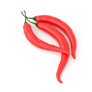 Red chili realistic 3d model rendering on white background. include clipping  Stock Illustration