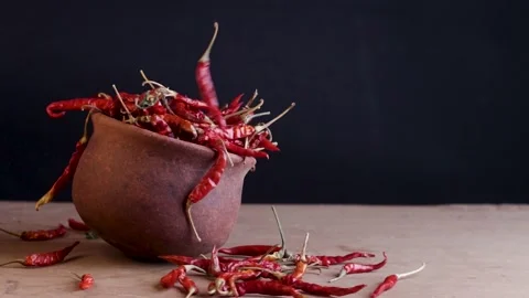 Red chilli falling in slow motion. Stock Footage 212788284