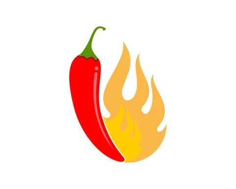Red chilli with fire flame Stock Illustration