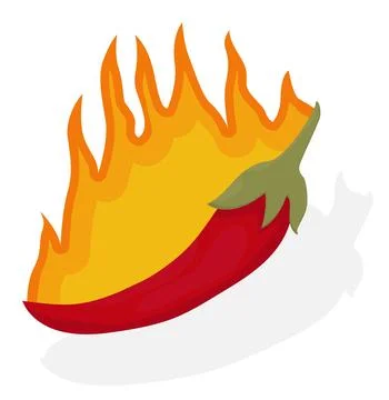 Red chilli with fire Stock Illustration