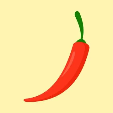 Red chilli icon, flat style Stock Illustration