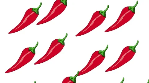 Red Chilli Pepers Background Hand Drawn Animation Loop Cartoon Stock Footage 190086214