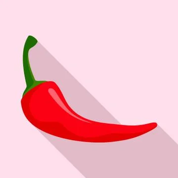 Red chilli pepper icon, flat style Stock Illustration