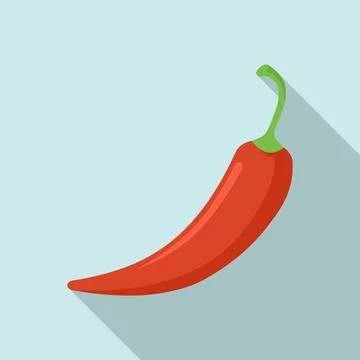 Red chilli pepper icon, flat style Stock Illustration