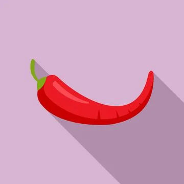 Red chilli pepper icon, flat style Stock Illustration