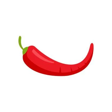 Red chilli pepper icon flat isolated vector Stock Illustration