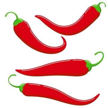 Red chilli pepper icon vector set isolated on white background. Stock Illustration