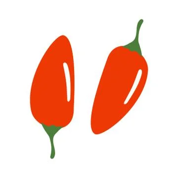 Red chilli pepper isolated on white. Vector illustration in flat style. Stock Illustration