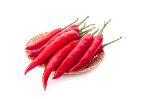 Red chilli pepper isolated on a white background. Stock Photos