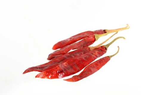 Red Chilli peppers isolated on white Stock Photos
