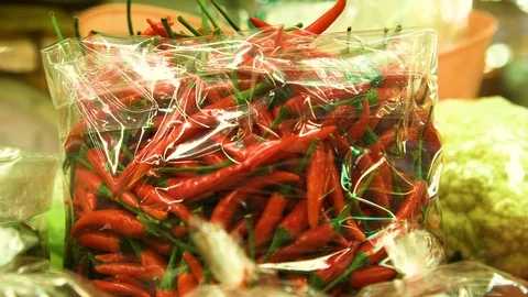 Red Chilli Peppers Market Stock Footage 101727550