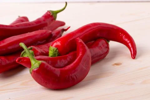 Red chilli peppers Foto stock