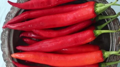 Red Chilli peppers with rotate. 스톡 동영상 155426294