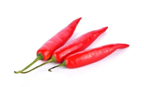 Red chilli peppers on white background Stock Photos
