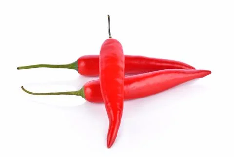 Red chilli peppers on white background Stock Photos