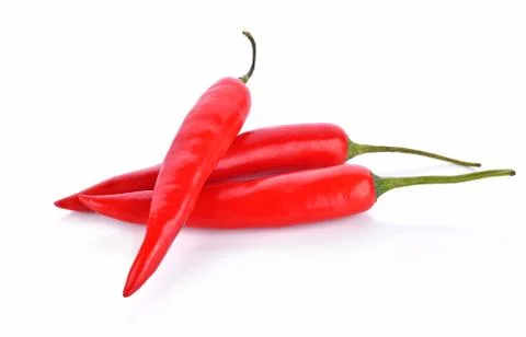 Red chilli peppers on white background Stock Photos