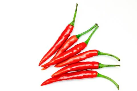 Red chilli peppers on white background Stock Photos