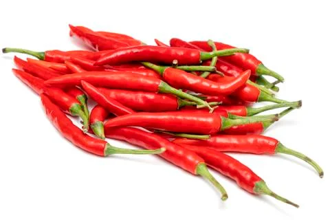 Red chilli peppers on white background Stock Photos