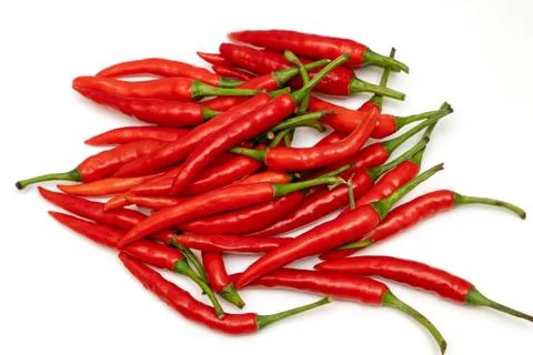 Red chilli peppers on white background Stock Photos