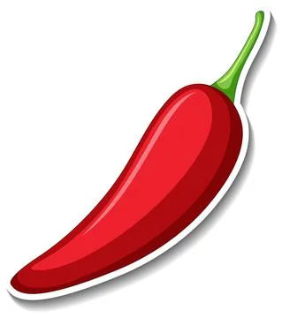 Red chilli sticker on white background Stock Illustration
