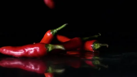 Red Chillies Drop 01 Stock Footage 135630817