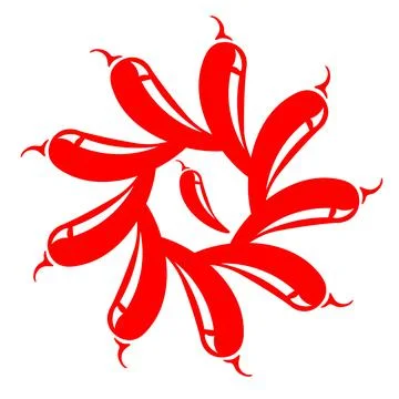 Red Chillies radial vector pattern on a white background 스톡 일러스트