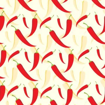 Red Chilly Pepper Seamless Pattern Vector 스톡 일러스트