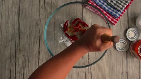 Red chilly smashing Stock Footage 289462203