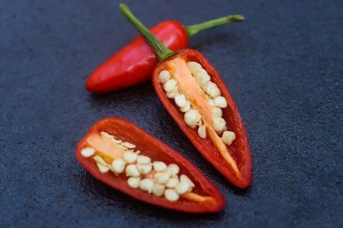 Red chilly Splitted red chilly Stock Photos