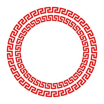 Red Chinese Circle Pattern. Circle frame. Red Decorative round frame  Stock Illustration