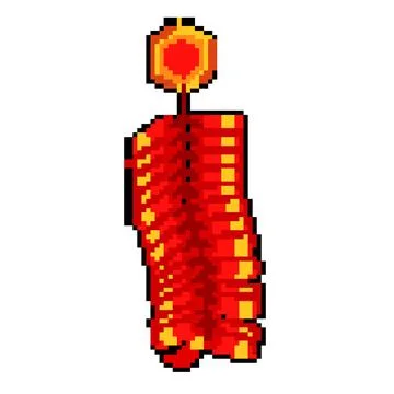 Red chinese firecracker pixel art vector illustration Stock Illustration