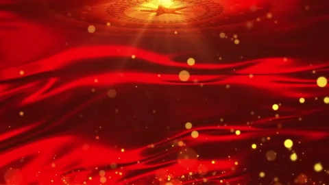 Red Chinese flag flowing Stock Footage 139034125