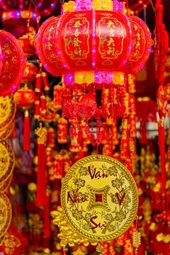Red Chinese flashlight. Foto stock