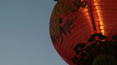 Red chinese lantern close up shot Stock Footage 207662065