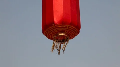Red chinese lantern closeup Stock Footage 87690030