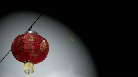 Red Chinese lantern during Lunar New Year celebration outside temple Stock Footage 134177316