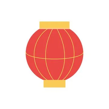 Red Chinese lantern with gold. Vector cartoon Stock Illustration