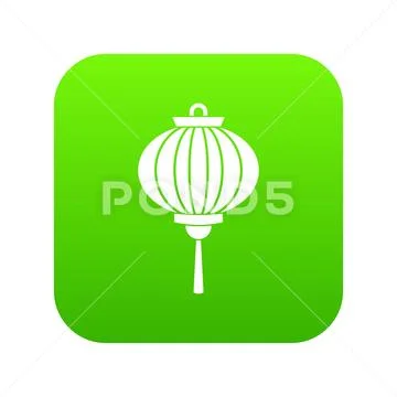 Red chinese lantern icon digital green Stock Illustration