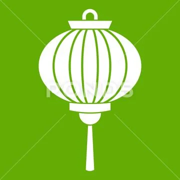 Red chinese lantern icon green Stock Illustration